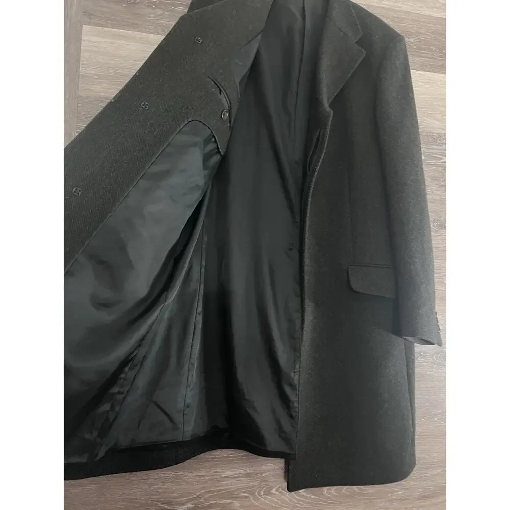 Banana Republic Parka Wool Coat Long Black Men's Large Pockets
